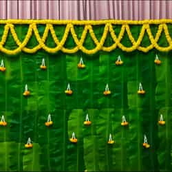 Banana Leaf & Marigold Backdrop (8x8 ft)