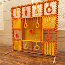 Yellow & Orange Marigold Garland Backdrop (8x8 ft)